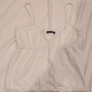 Brandy Melville Cream Lace Trim Top